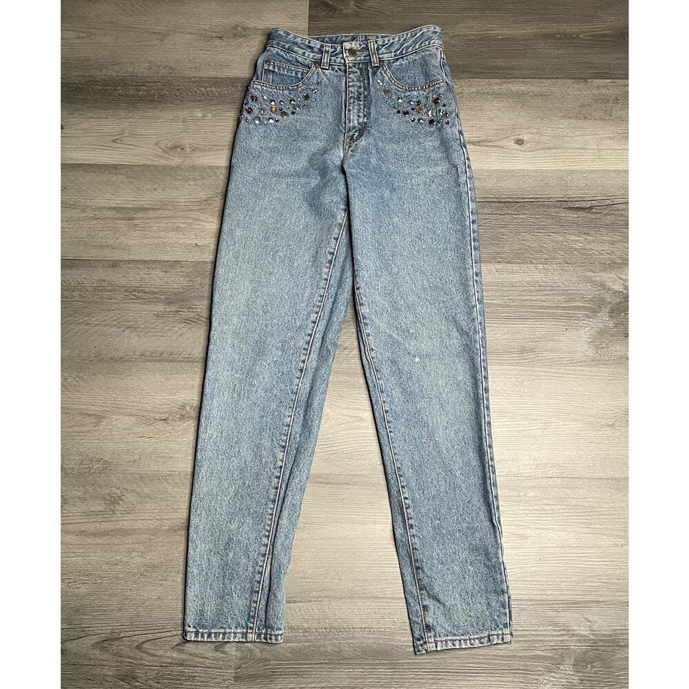 Vtg 80’s Pepe Betty Moms Jeans High-Rise Denim Studded Pockets Sz 11/29